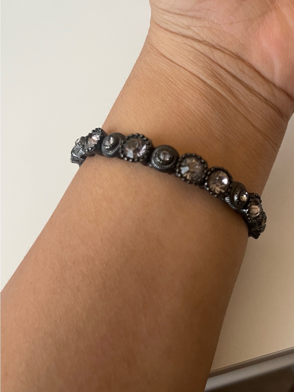 Black Crystal Bead Stretch Bracelet - Women Jewelry